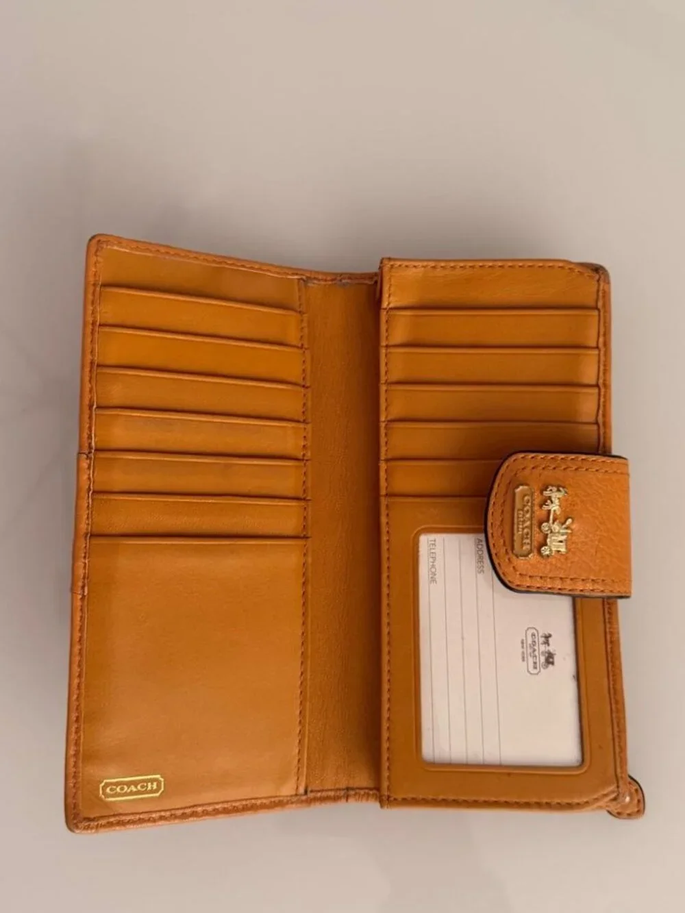 Vintage Coach Madison Leather Pleated Slim Envelope Wallet Saffron Gold 46601